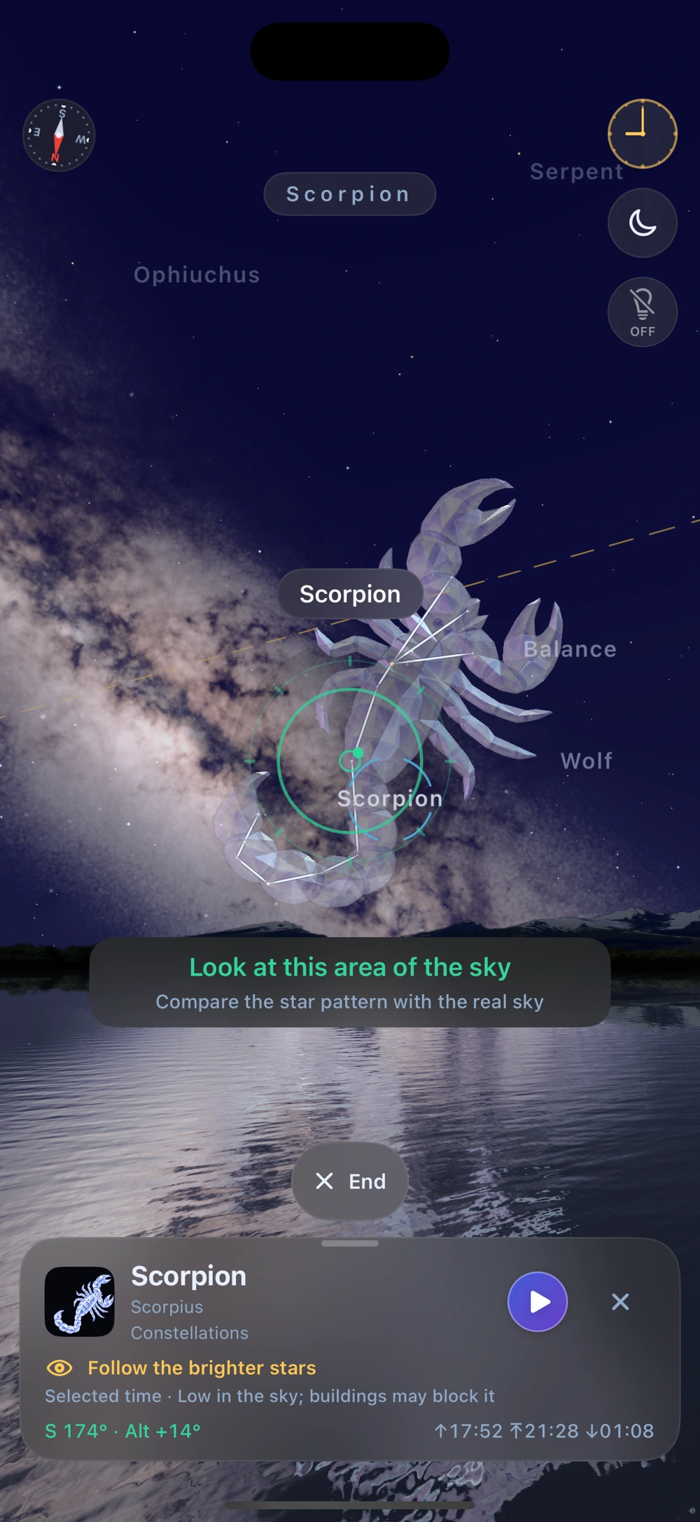Find view with the complete Scorpius model and direction guidance